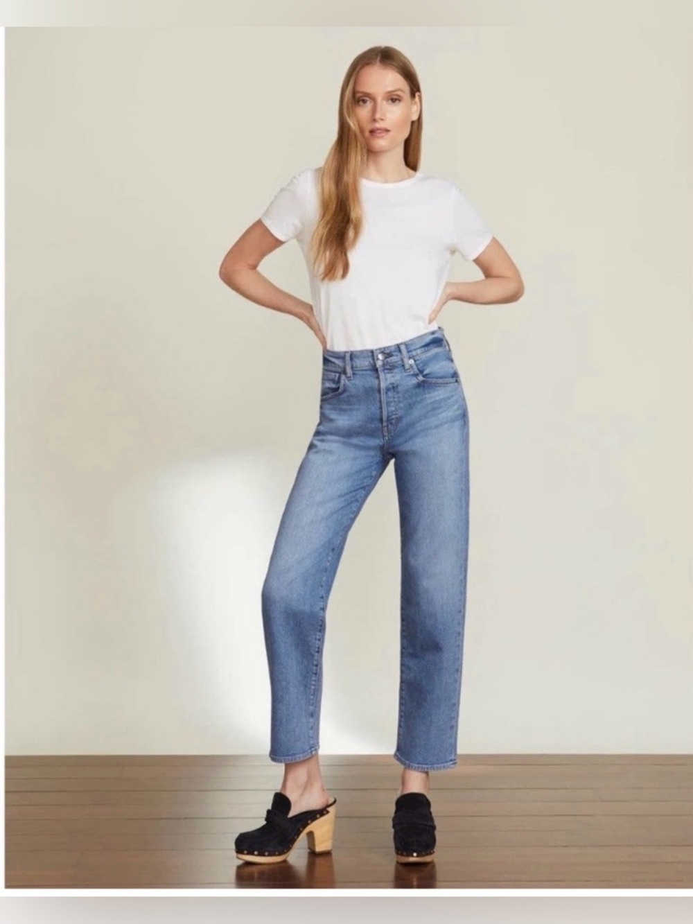 Veronica Beard Ryleigh Slim Straight High Rise Jeans Float On Size 29